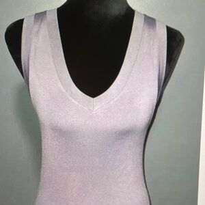 V-Neck Sleeveless Knit Tank Top in Light Lavender